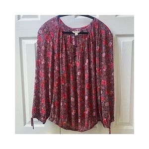 Lucky Brand | 🍀 Red floral long sleeves peasant blouse